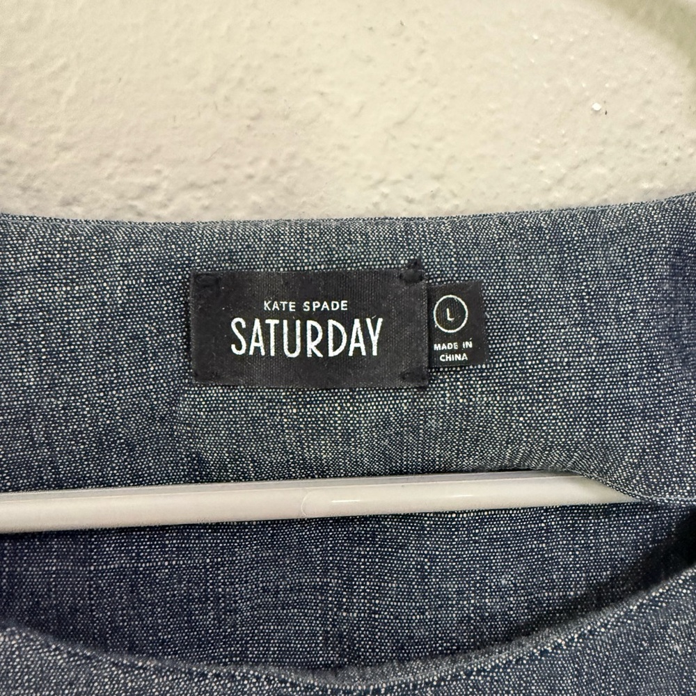 Kate Spade Saturday Blue Colorblock Cotton Top – Size L - Picture 3 of 5